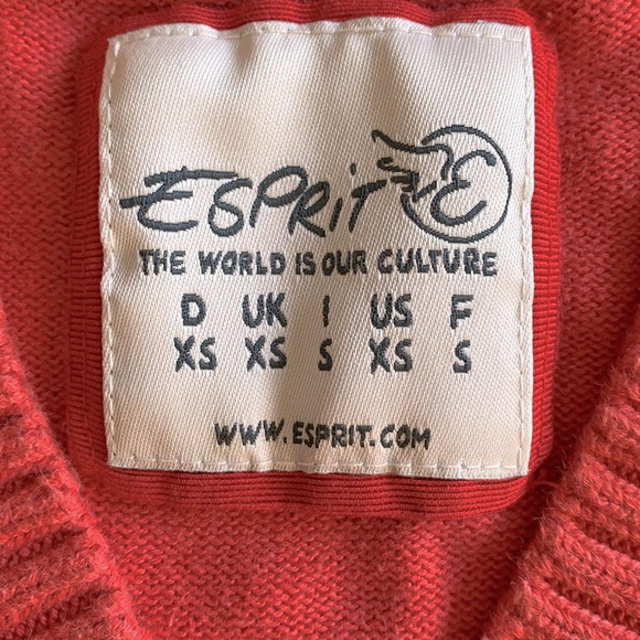 Vintage Esprit V-neck Orange Sweater Size XS - Picture 2 of 5